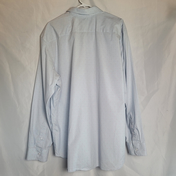 Old Navy Men's The Signature Shirt Baby Blue Pink Micro Dot Long Sleeve Size XXL - Picture 8 of 9